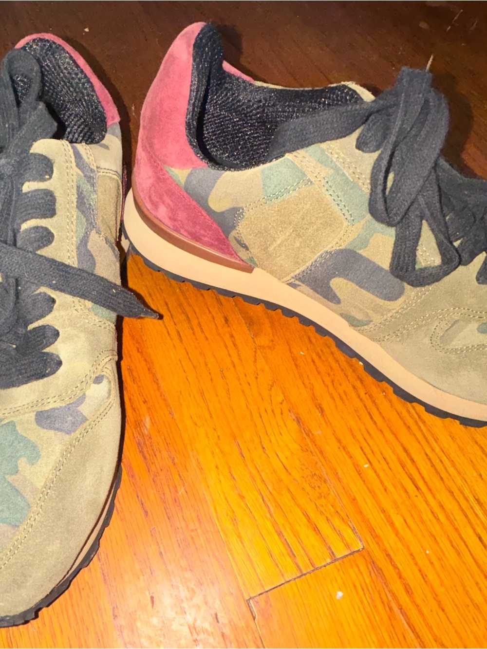 Steve Madden Camouflage Sneakers with Pink Heel Accent